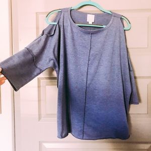 Size M loose blue cold shoulder top